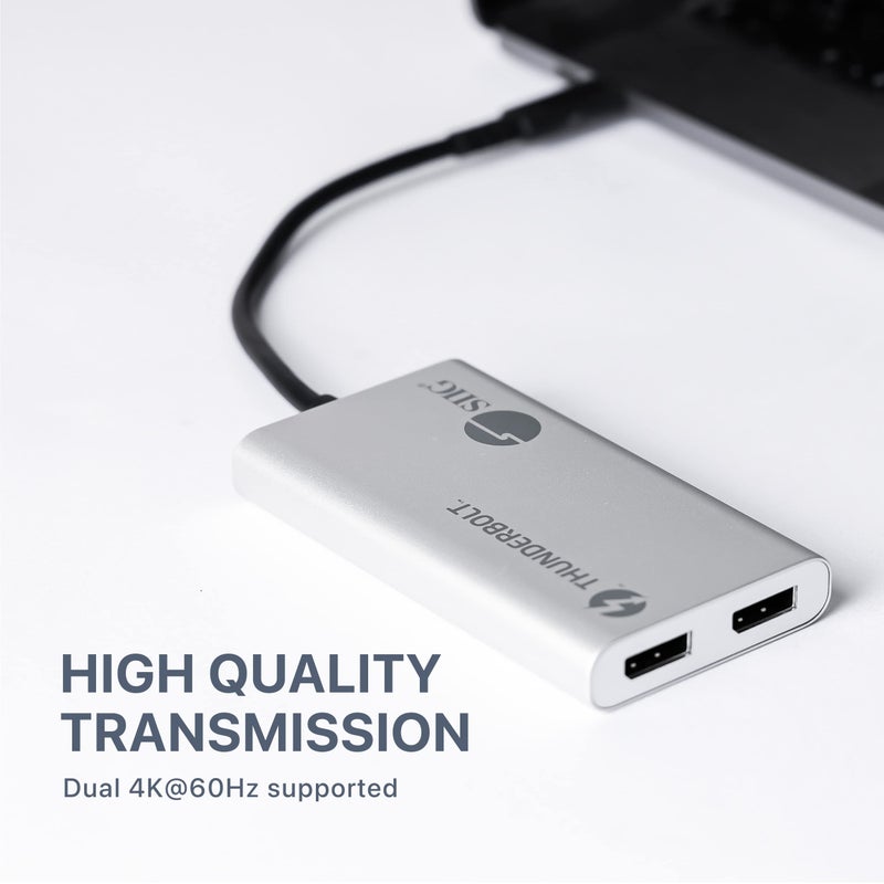 SIIG Thunderbolt 3 to Dual DisplayPort Adapter - Single 5K@60HZ - Dual 4K@60HZ - USB Type C to 2 DP 1.2 Ports for Mac & Windows - MacBook Pro/MacBook/Dell XPS/HP/Lenovo JU-TB0611-S1 - Image 4